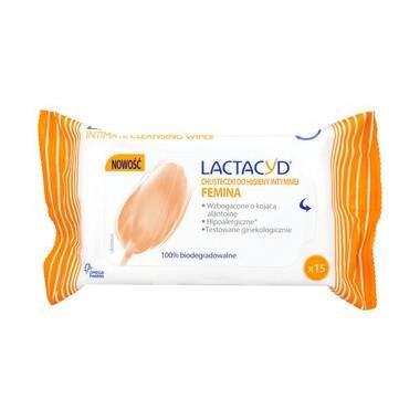 Lactacyd Femina chusteczki do higieny intymnej 15 szt.
